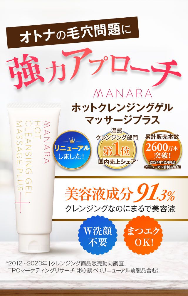 オトナの毛穴問題に強力アプローチ maNaraホットクレンジングゲル
